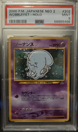 POKEMON 2000 JAPANESE NEO DISCOVERY WOBBUFFET HOLO #202 PSA 9 - Image 1