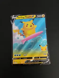 Surfing Pikachu V 008/025 Celebrations Collection Pokemon Trading Card TCG - Image 1