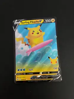 Surfing Pikachu V 008/025 Celebrations Collection Pokemon Trading Card TCG - Image 2