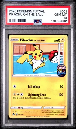 PSA 10 Gem Mint Pokemon Pikachu on the Ball 001/005 Pokemon Futsal Promo 2020 - Image 1