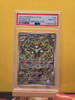 2024 POKEMON SVP SURGING SPARKS POKEMON CENTER ETB PROMO #159 MAGNETON PSA 10 - Image 1