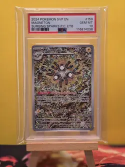 2024 POKEMON SVP SURGING SPARKS POKEMON CENTER ETB PROMO #159 MAGNETON PSA 10 - Image 3