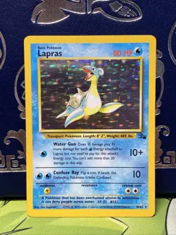 Pokemon TCG Lapras Fossil Holo Unlimited Rare Card 10/62 Vintage LP - Image 1