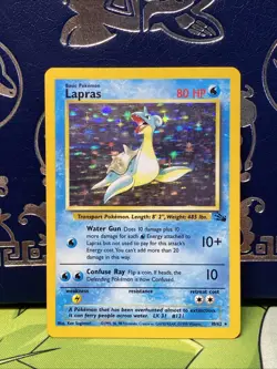 Pokemon TCG Lapras Fossil Holo Unlimited Rare Card 10/62 Vintage LP - Image 3