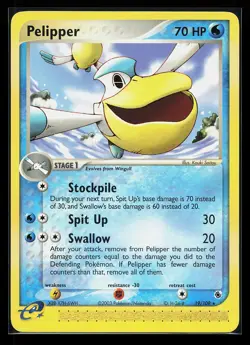 Pelipper 19/109 Rare EX Ruby & Sapphire Pokemon Card - Image 1