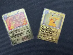 Thick Charizard & Thick Pikachu Metal Gold Card Collectible Fan Art US SELLER - Image 1