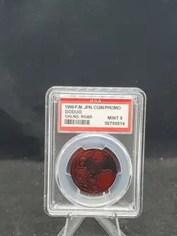 1999 Pokemon card coin Promo Japanese Doduo Challenge Road PSA 9 Mint - Image 1