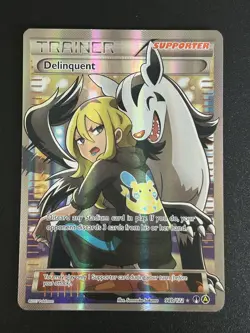 FREE SHIPPING: Delinquent Full Art Trainer Alternate Art Holo Pokemon Card LP+ - Image 1
