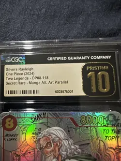 One Piece Card Game Silvers Rayleigh Manga Art English CGC Pristine 10 OP08-118 - Image 3