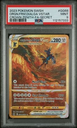 2023 POKEMON CROWN ZENITH GG68/GG70 ORIGIN FORME DIALGA VSTAR GG68 PSA 9 - Image 1