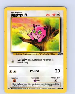 Pokemon TCG Jigglypuff Jungle 54/64 Unlimited Common Card WOTC Played LP - Image 1
