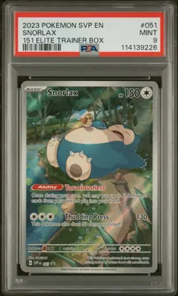 2023 POKEMON SVP BLACK STAR PROMO 151 ELITE TRAINER BOX #051 SNORLAX PSA 9 (B) - Image 1