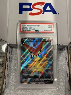2021 Pokemon Battle Styles Full Art Victini V #144 PSA 9 Mint Pop 12 - Image 1