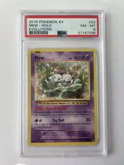 Pokemon Mew Holo 53/108 2016 XY Evolutions PSA 8 - Image 1