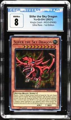 Yugioh Slifer The Sky Dragon KICO-EN063 Pharaoh Ultra Rare Graded CGC 8 - Image 2
