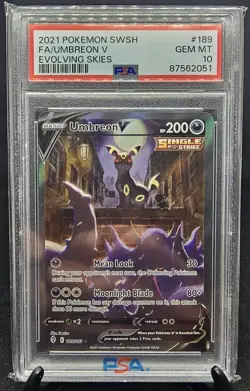 PSA 10 Umbreon V Alternate Art Evolving Skies 189/203 Alt Pokemon Card FA 2021 - Image 1