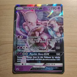 Mewtwo GX SM196 - NM FULL ART Black Star Promo Sun & Moon Pokemon 2019 TCG Card - Image 1