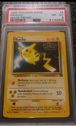 PSA 8 NM-MT Pikachu #4 Pokemon Movie Black Star Promo Card 1999 - Image 1