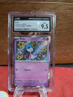 Ralts - 153/091 - Pokemon Paldean Fates Shiny Rare Card CGC 9.5 Mint+ - Image 1