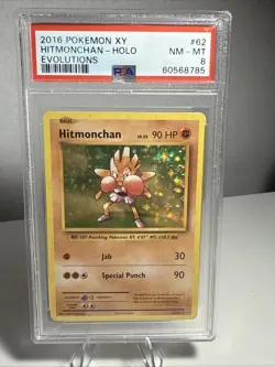 Pokemon TCG Hitmonchan Holo Rare Card 62/108 Evolutions 2016 PSA 8 - Image 1