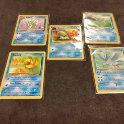 Pokemon Vintage (5) Card Lot WOTC Fossil Rare Psyduck, Articuno, Horsea, & More - Image 1