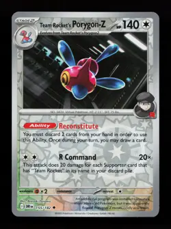 Team Rocket's Porygon-Z 155/182 Reverse Holo SV10: Destined Rivals Pokemon Card - Image 1