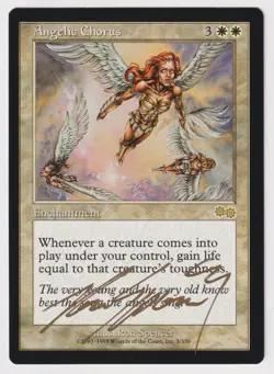 Gold Signed Angelic Chorus MP Urza's Saga Artist Ron Spencer 1998 MTG Magic Rare - Image 1