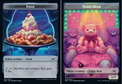 1x Food (010) // Teddy Bear (009) Token - Foil MTG Unfinity NM Magic Foil - Image 1