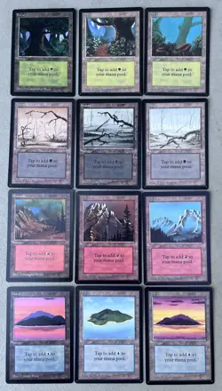 Magic The Gathering Beta Basic Land Set 15 Swamp Mountain Island Plains Forest - Image 1