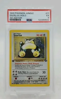 1999 Pokemon Jungle Snorlax Holo 1st Edition PSA 5 EX Rare 11/64 TCG Graded Card - Image 1