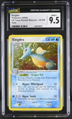 CGC 9.5 MINT+ Kingdra 2004 EX Team Rocket Returns 12/109 Holo Pokemon Card psa - Image 1