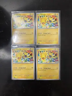 Lot Of 4 Pikachu Promo 2025 World Championships SVP EN 225 Pokemon Card Worlds - Image 1