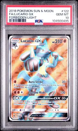 LUCARIO GX 122/131 | PSA 10 | Forbidden Light Full Art Graded Pokemon Card - Image 1