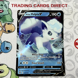 Alolan Vulpix V 033/195 Holo Ultra Rare Silver Tempest Pokemon Card - Image 1