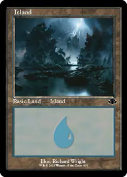 1x Island (405) - Foil - Retro Frame MTG Dominaria Remastered NM Magic Foil - Image 1