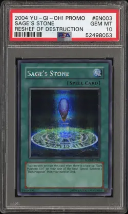 2004 YU-GI-OH! PROMO RESHEF OF DESTRUCTION #EN003 SAGE'S STONE PSA 10 - Image 1