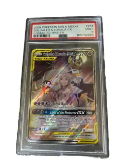 2019 POKEMON SUN & MOON COSMIC ECLIPSE #216 SOLGALEO & LUNALA GX PSA 9 - Image 4