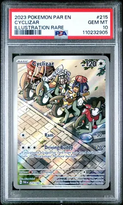 2023 Pokemon Par En-Paradox Rift Cyclizar Illustration Rare PSA 10 - Image 1