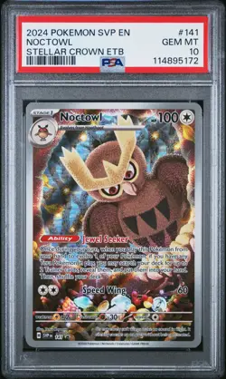 2024 Pokemon Svp En-Sv Black Star Promo Noctowl Stellar Crown Etb PSA 10 - Image 1