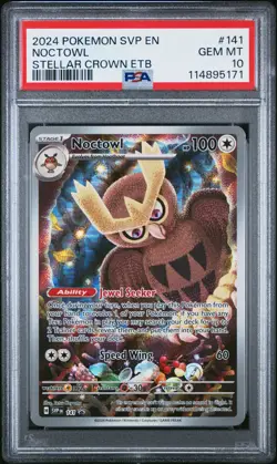 2024 Pokemon Svp En-Sv Black Star Promo Noctowl Stellar Crown Etb PSA 10 - Image 1