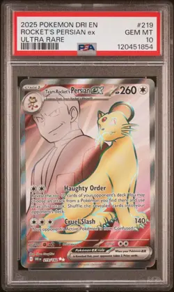 2025 POKEMON DRI EN-DESTINED RIVALS ULTRA RARE #219 TEAM ROCKET'S PERSIAN PSA 10 - Image 1