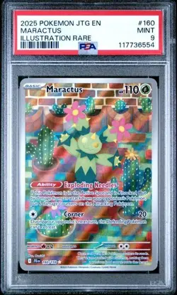2025 POKEMON JTG EN-JOURNEY TOGETHER ILLUSTRATION RARE 160/159 MARACTUS - PSA 9 - Image 1