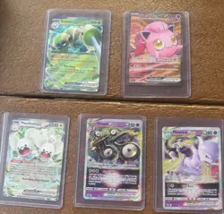 5 foil ex and vstar pokemon cards-mewtwo, unown, maushold, spidops, scream tail - Image 1