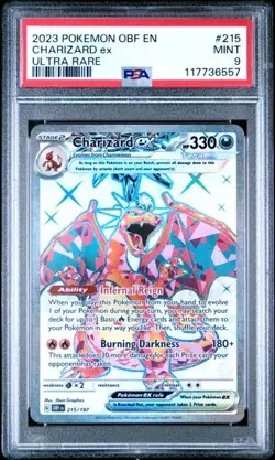 2023 Pokemon Charizard ex 215/197 Obf En-Obsidian Flames Holo Ultra Rare - PSA 9 - Image 1