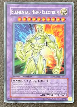 YuGiOh! ELEMENTAL HERO ELECTRUM Card Light Play Limited Edition MDP2-EN001 - Image 1
