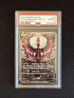 PSA 10 GEM MINT Galarian Moltres V 177/198 Chilling Reign Alt Art Pokemon Card - Image 1