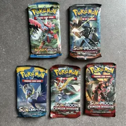 RARE Sealed Pokemon Booster Packs Lot Of 5, Sun And Moon - Xy - Image 1
