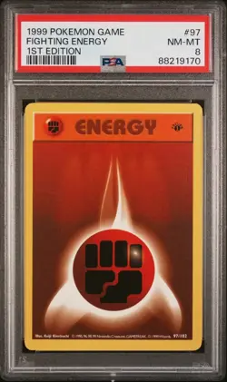 1999 Pokemon Game #97 Fighting Energy 1st Edition PSA 8 NM-MT Base set - Image 1