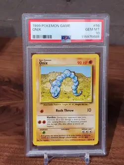 1999 POKEMON GAME BASE SET 56 ONIX PSA 10 GEM MINT - Image 1