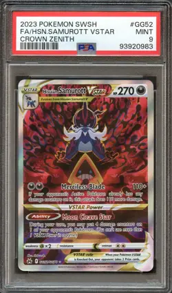 PSA 9 MINT HISUIAN SAMUROTT VSTAR GG52/GG70 Crown Zenith 2023 Pokemon TCG - Image 1